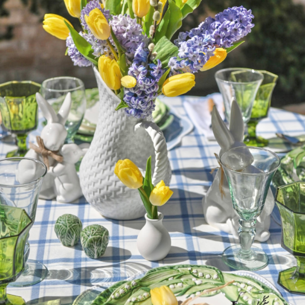 Easy Green and Blue Spring Tablescape