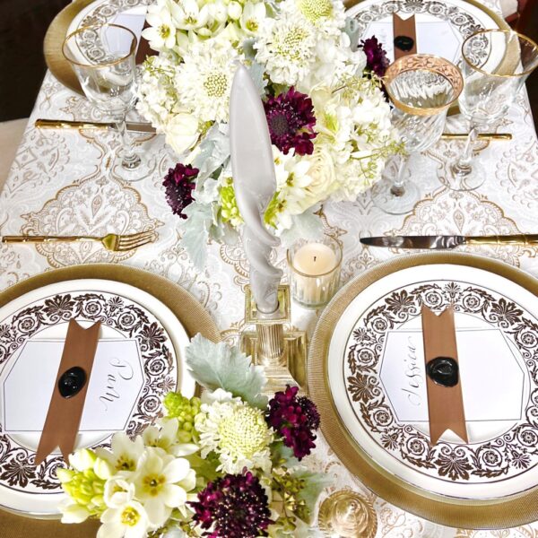 White and Gold Winter Tablescape Inspiration