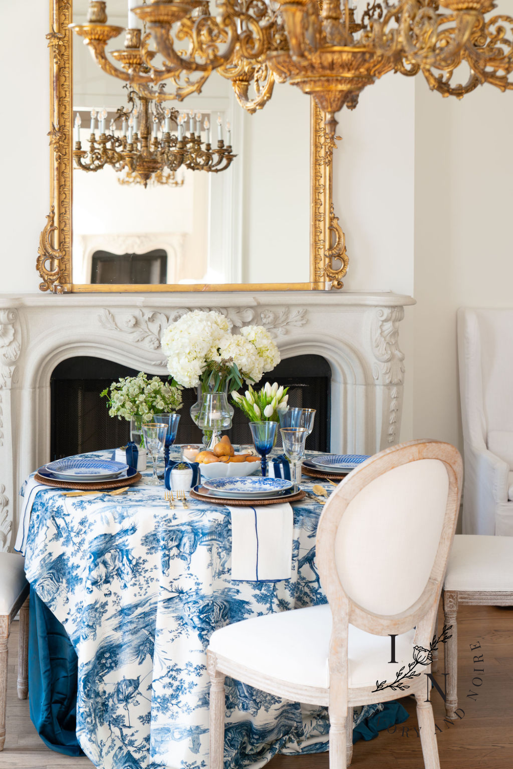 Elegant Blue and White Tablescape for Spring