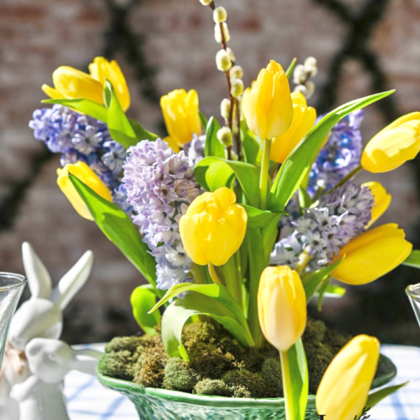 Yellow and Purple Spring Tulip Arrangement