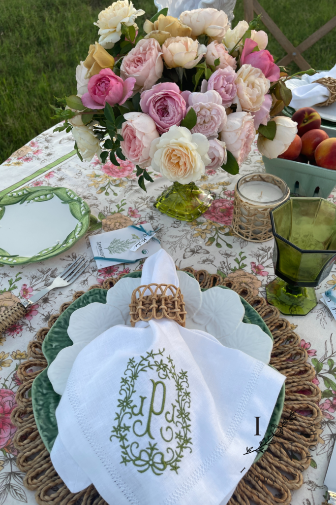 beautiful rustic garden table setting inspiration with pink and green