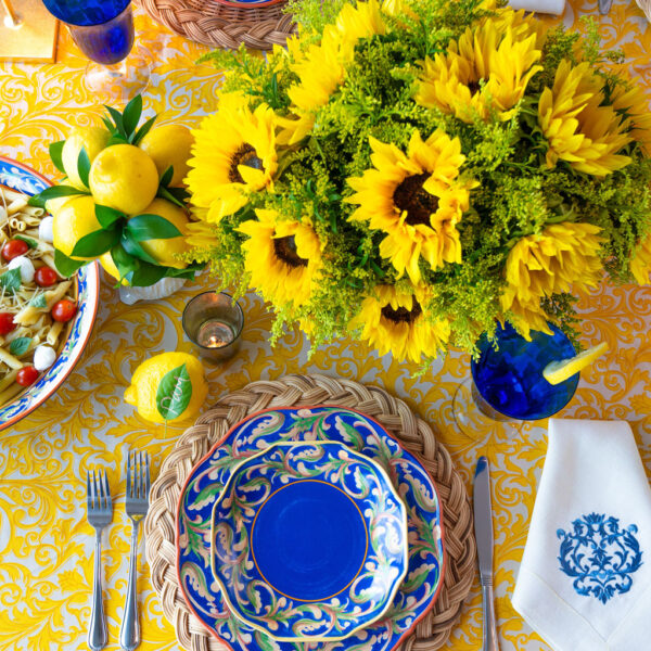 Summer Party Table Setting with Sunflowers: A Tuscan Vibe