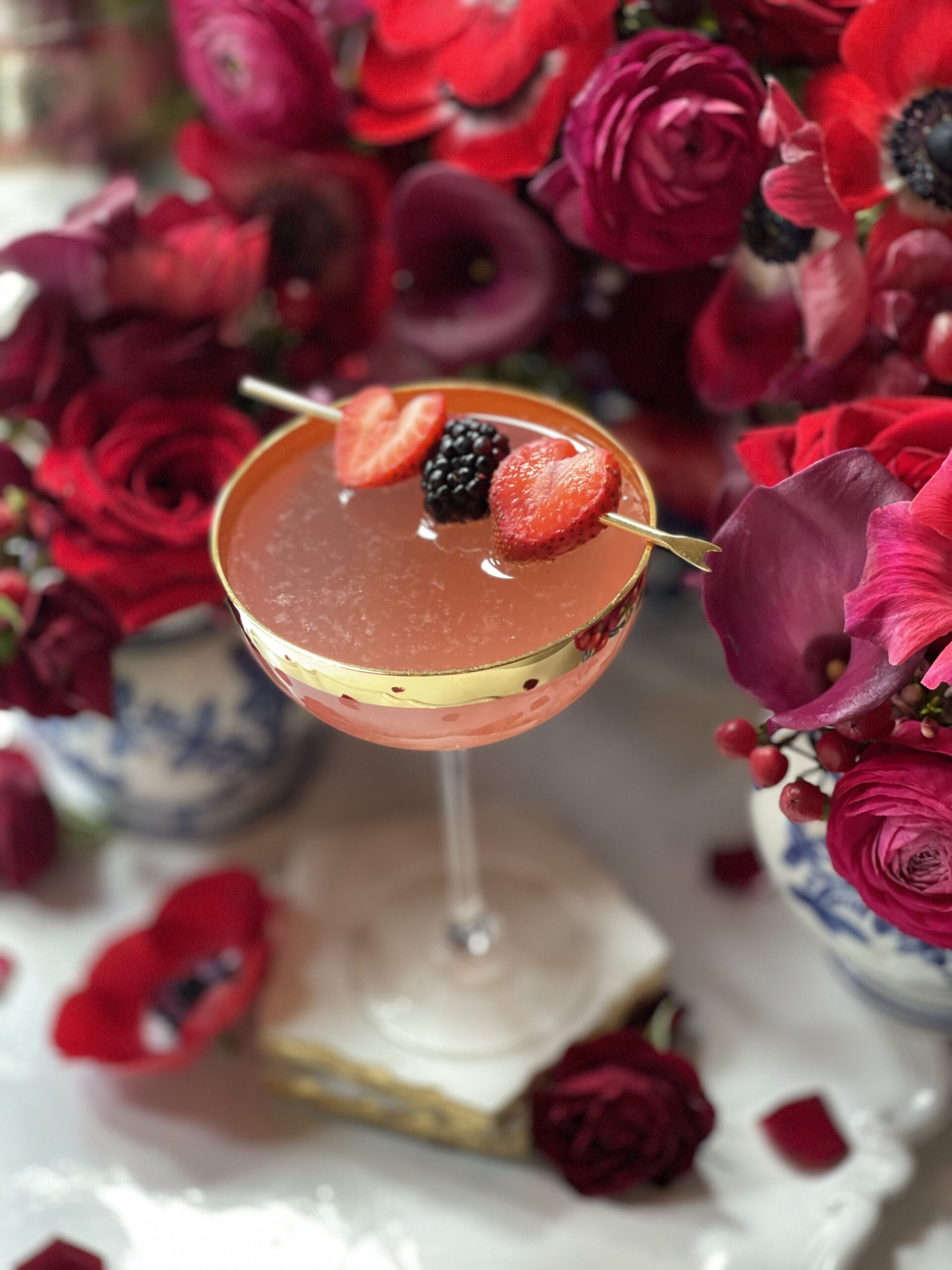 valentine cocktail, champagne in the ombre