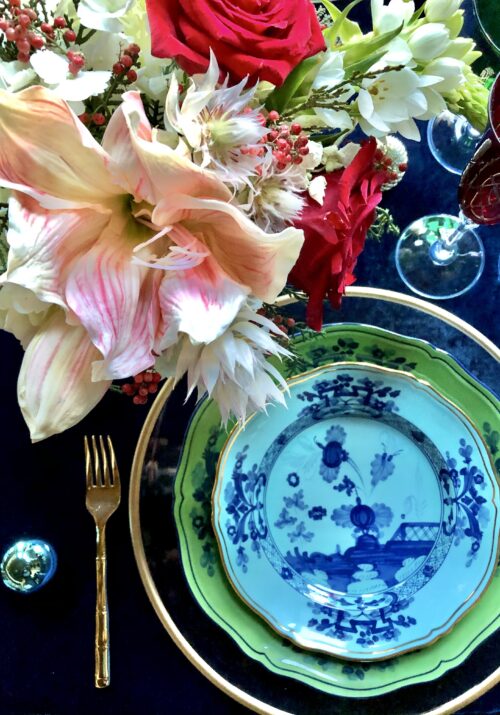 12 Tips to Set a Beautiful Christmas Table, Richard Ginori Oriente Italiano turquoise and Azur