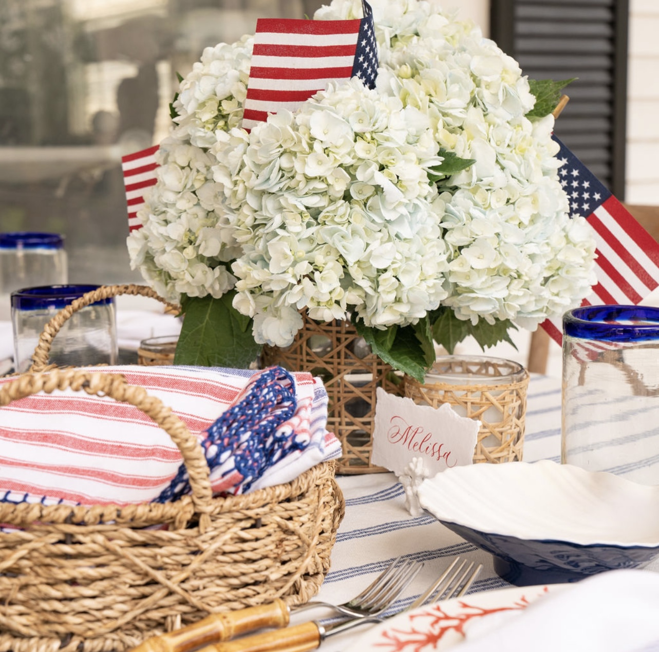 Festive Patriotic Coastal Fourth of July Tablescape