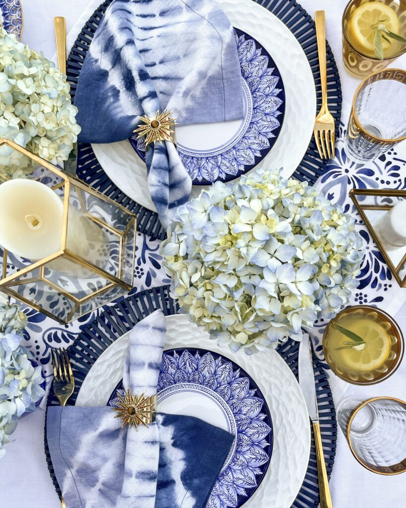 Blue and White Mediterranean Inspired Table