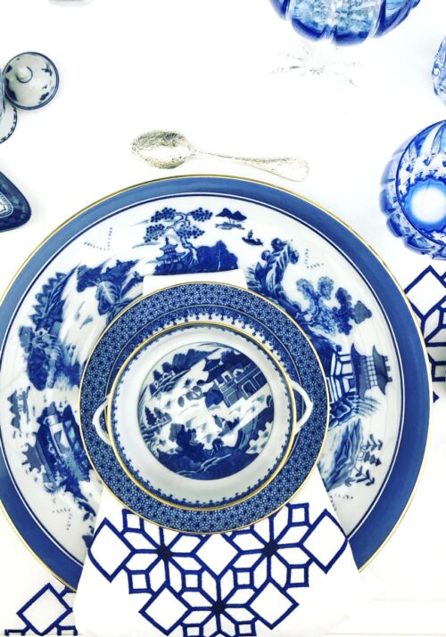 mottahedeh blue and white placesetting