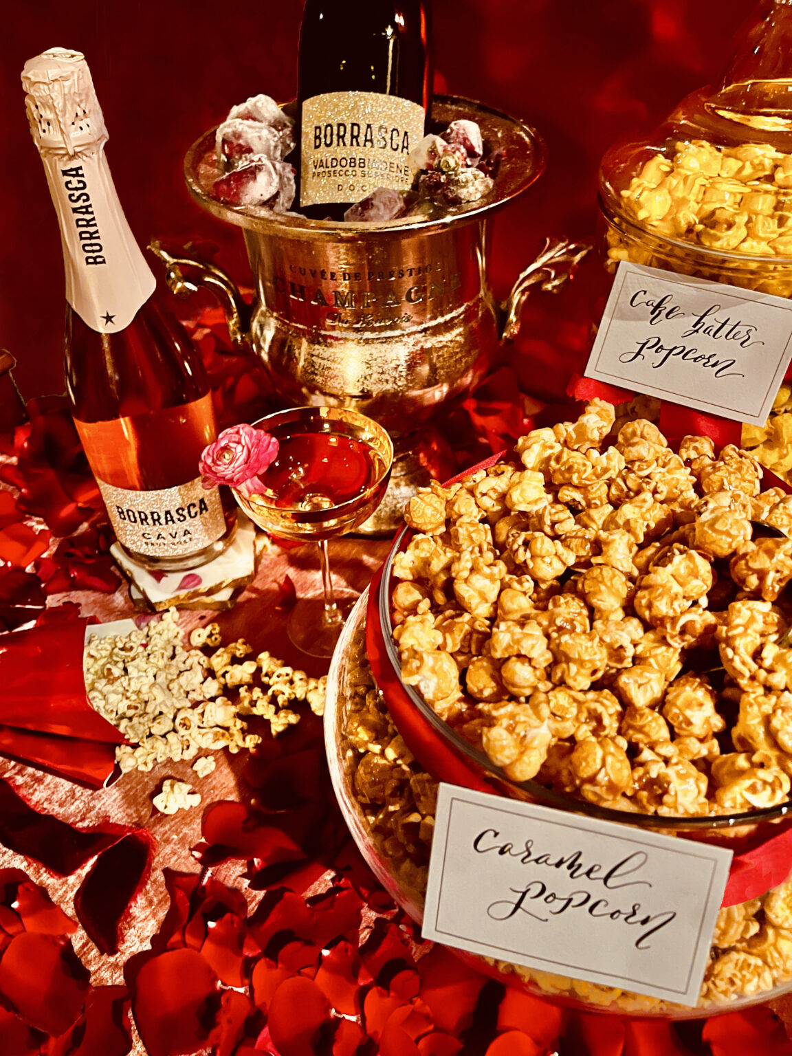 Sparkling Wine and Popcorn Pairings Ivory & Noire